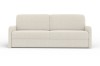 Beiges 2-Sitzer Sofa aus Bouclé-Stoff vor weißem Hintergrund