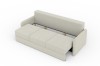 Ausziehbares Schlafsofa in Beige im halb geöffneten Zustand.