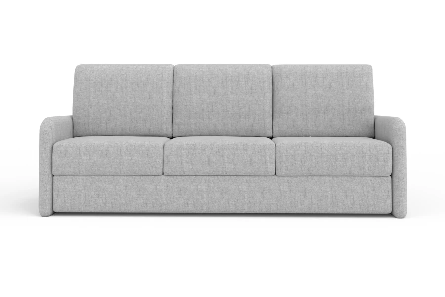 Hellgraues 3-Sitzer Sofa modern Frontansicht weißer Hintergrund