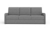 Modernes graues 3-Sitzer Sofa in der Frontansicht auf weißem Hintergrund.