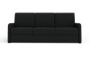 Schwarzes 3-Sitzer Sofa in minimalistischem Design auf weißem Grund.