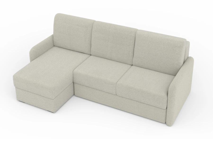 Helles Ecksofa in L-Form, modernes Design für das Wohnzimmer.