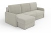 Elegantes beige Ecksofa mit Armlehnen und weichen Rückenpolstern.