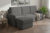 Graues L-Sofa in stilvollem Wohnzimmer mit Parkett und Dekoration