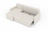 Ecksofa mit Ausziehfunktion, Darstellung des Bettkastens und Mechanismus.