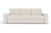 Klassisches 3-Sitzer Schlafsofa in Beige, isoliert auf weißem Hintergrund.