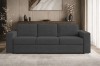 Graues Dreisitzer-Sofa in einem elegant eingerichteten Wohnzimmer mit Wanddeko.