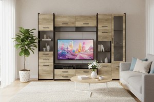 MAURO MINI 232 cm Wohnwand Moderne Wohnzimmerschrankwand Deine Möbel