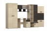 Schrankwand-Set mit integriertem Computertisch, zweifarbiges Holzdesign, Seitenansicht links