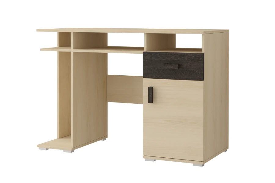 Einzelner Schreibtisch mit Schublade und Tür, passend zur Wohnwand-Serie, Eiche-Optik