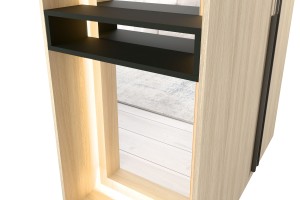 BERTA Garderobenschrank 110 cm mit Spiegel und LED, Kleiderschrank in Eiche Barista Deine Möbel 24