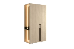 BERTA Garderobenschrank 110 cm mit Spiegel und LED, Kleiderschrank in Eiche Barista Deine Möbel 24
