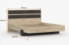 Abmessungen des Bettgestells in Eiche und Anthrazit: 169 cm x 203 cm x 100 cm.
