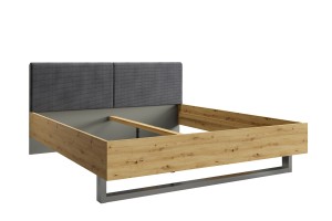 RON A Schlafzimmer Set Komplettschlafzimmer Komplettes Schlafzimmermöbel-Set mit Bett, Kleiderschrank mit Spiegel, Kommode und 2 Nachttischen – Artisan Eiche / Graphitgrau Deine Möbel