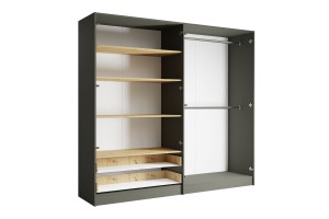 RON Kleiderschrank 220 cm in Artisan Eiche / Graphitgrau moderner Drehtürenschrank mit Spiegel Deine Möbel