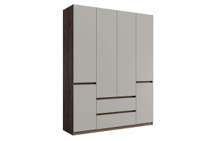 MADERA Kleiderschrank 180 cm Grau / Nussbaum, moderner Schlafzimmerschrank Deine Möbel