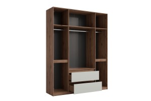MADERA Kleiderschrank 180 cm Grau / Nussbaum, moderner Schlafzimmerschrank Deine Möbel