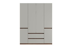 MADERA Kleiderschrank 180 cm Grau / Nussbaum, moderner Schlafzimmerschrank Deine Möbel