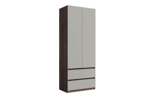 MADERA Kleiderschrank 90 cm Grau / Nussbaum, moderner Schlafzimmerschrank Deine Möbel