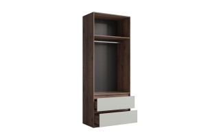 MADERA Kleiderschrank 90 cm Grau / Nussbaum, moderner Schlafzimmerschrank Deine Möbel