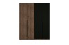 Eleganter Kleiderschrank 4-türig, zwei Türen Holzoptik und zwei Schwarz, ideal fürs Schlafzimmer.