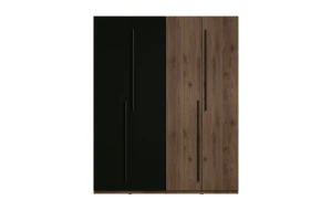 VASSA Kleiderschrank 180 cm Schwarz / Nussbaum, Schlafzimmerschrank mit viel Stauraum Deine Möbel