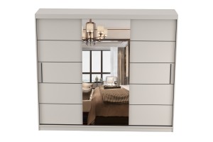 ALASKA 250 cm Kleiderschrank großer Schwebetürenschrank mit Spiegel moderner Schlafzimmer-Schrank in Weiß matt oder Kaschmir mit viel Stauraum Deine Möbel