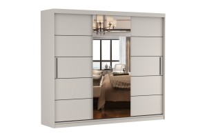 ALASKA 250 cm Kleiderschrank großer Schwebetürenschrank mit Spiegel moderner Schlafzimmer-Schrank in Weiß matt oder Kaschmir mit viel Stauraum Deine Möbel