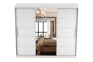 ALASKA 250 cm Kleiderschrank großer Schwebetürenschrank mit Spiegel moderner Schlafzimmer-Schrank in Weiß matt oder Kaschmir mit viel Stauraum Deine Möbel