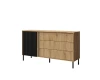 Sideboard in Eiche mit drei Schubladen und schwarzer Lamellentür
