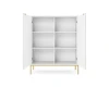 Offenes weißes Highboard mit Rillen-Design zeigt sechs praktische Staufächer.