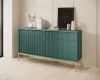 Modernes grünes Sideboard mit vertikalen Rillen und eleganten Goldfüßen für das Wohnzimmer.