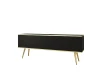 Schwarzes TV-Lowboard mit goldenen Akzenten und geriffelter Front.