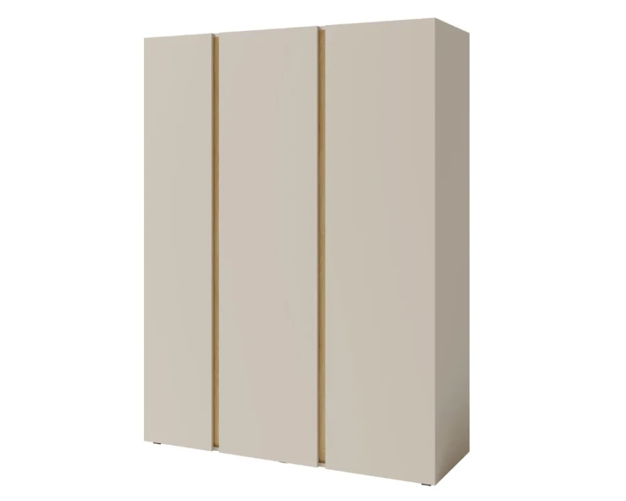 Moderner Kleiderschrank 3-türig in Beige mit Griffleisten in Eichenoptik
