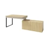 Moderner Eckschreibtisch in Eiche und Beige mit integriertem Sideboard für das Home Office.