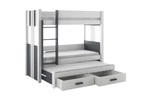 ALEXANDRA II 90x200 Weiß + Graphit Etagenbett mit Schubladen Deine Möbel
