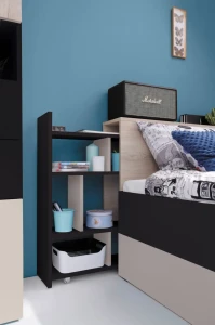 PETRA P14 90x200 Schwarz + Eiche + Beige Kinderbett Einzelbett mit Schubladen Deine Möbel