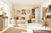 Modernes Jugendzimmer-Set mit Bett, Eckkleiderschrank und Schreibtisch in Eiche-Optik und Grau.