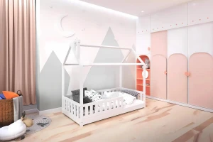 ROSI 140x200 Weiß Bodenbett Hausbett Einzelbett Deine Möbel