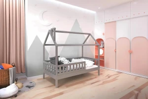 ROSI 90x200 Grau Hausbett Einzelbett Deine Möbel