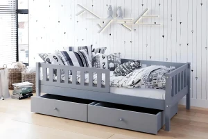 SOPHIA 140x200 Grau Kinderbett mit zwei Schubladen Deine Möbel