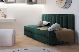 ARTHUR 90x200 Weiß + Velour Amber 502 Dünkelgrün Etagenbett Hochbett Funktionsbett mit Couch Sofa CII Deine Möbel