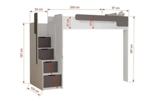 ARTHUR 90x200 Weiß + Velour Amber 502 Dünkelgrün Etagenbett Hochbett Funktionsbett mit Couch Sofa CII Deine Möbel