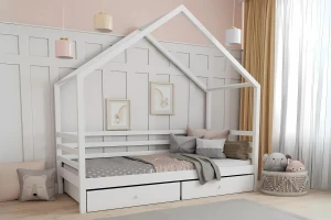 COMET 90x200 Weiß Hausbett Kinderbett mit Schubladen Deine Möbel