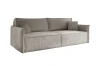 3-Sitzer Schlafsofa in dunklem Beige mit Bouclé-Bezug und weichen Kissen.