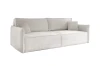 Stilvolles Schlafsofa in hellem Bouclé-Weiß, minimalistisches Wohnzimmer-Design.