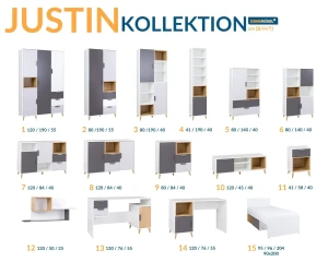 JUSTIN 13 Kinderschreibtisch Schreibtisch 130 cm breit Kinderzimmer Jugendzimmer Scandi Still Deine Möbel