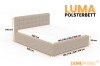 LUMA Polsterbett Beige mit Maßen und Abmessungen für das Schlafzimmer.