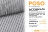 Infografik zum POSO Cord-Stoff mit Materialeigenschaften und technischen Details.