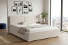 Modern eingerichtetes Schlafzimmer mit dem Polsterbett Vena in der Farbe Creme.